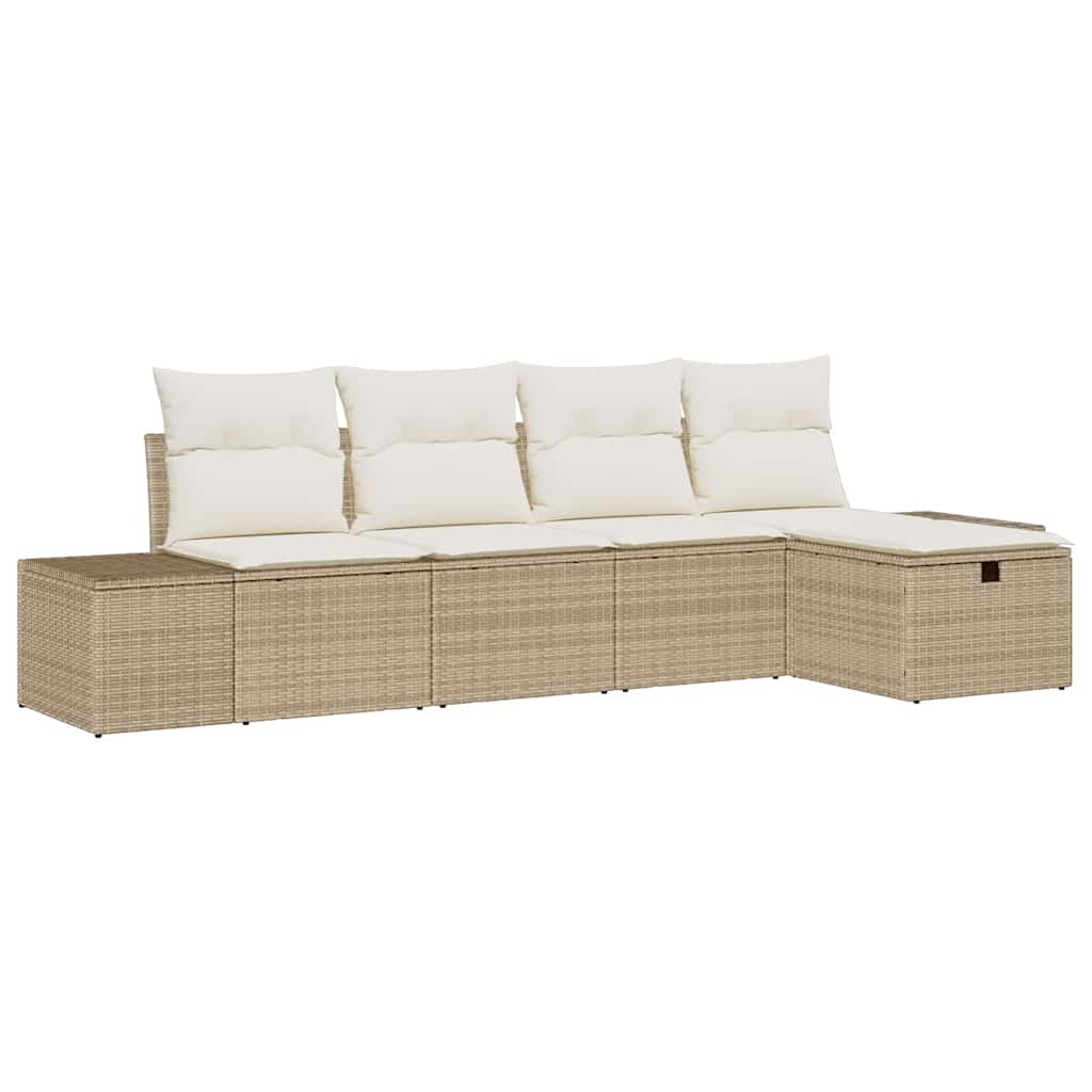 Havesofa Sæt 5 stk. Beige polyrattan