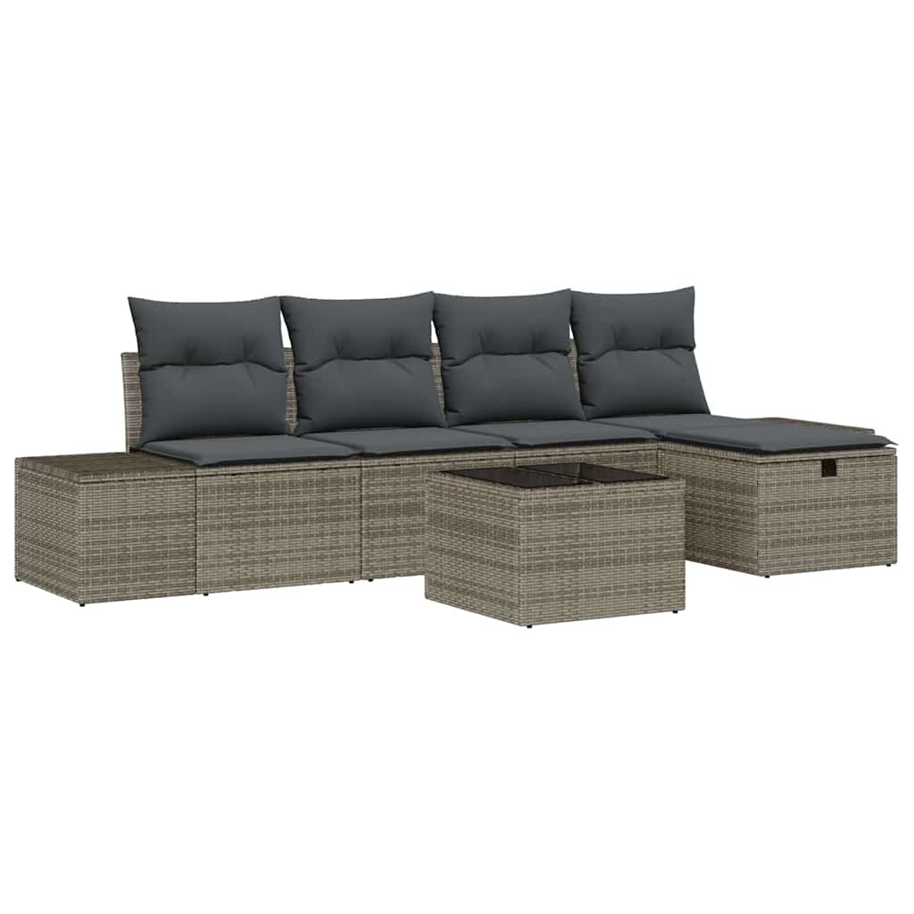 Havesofa Sæt 6 stk. Grå polyrattan