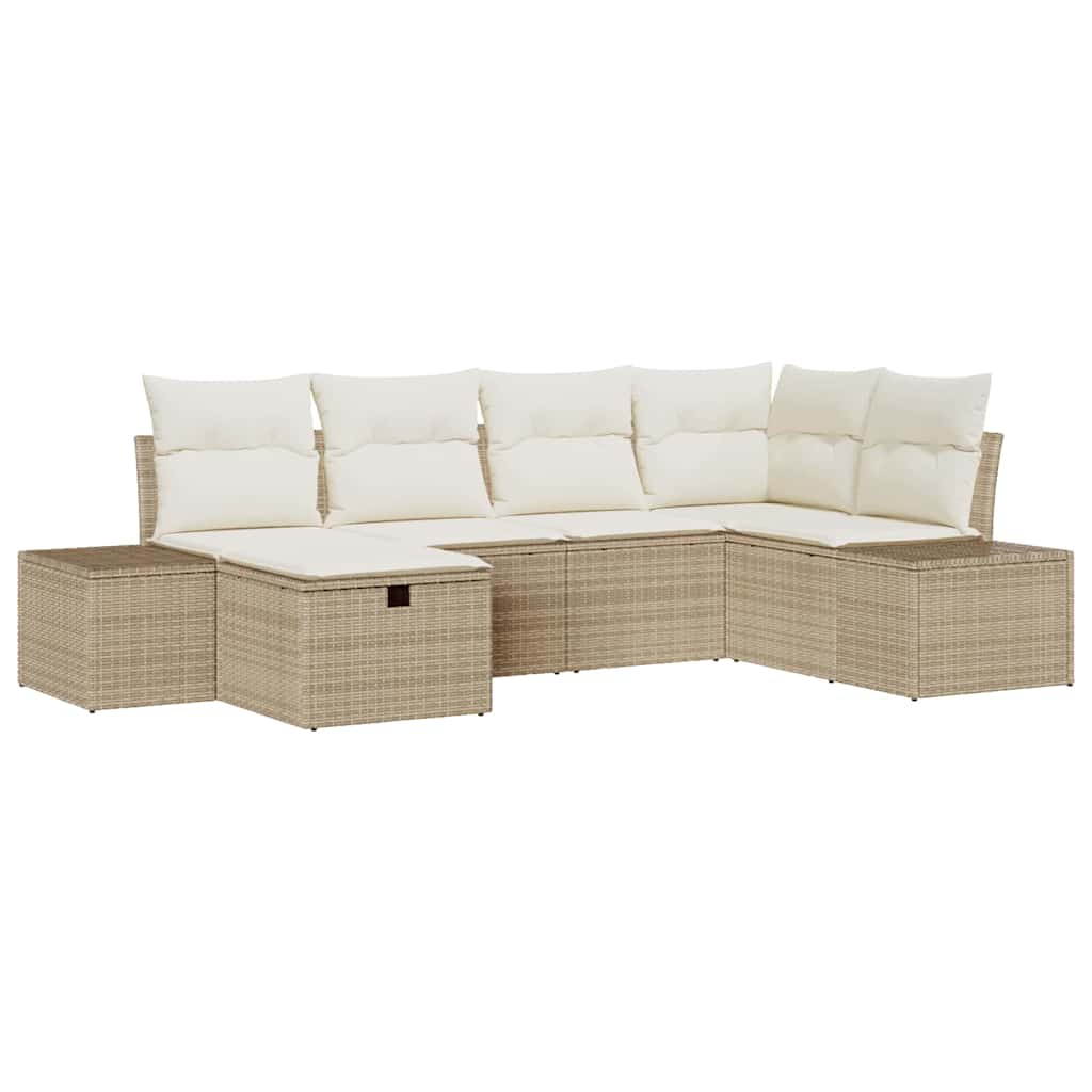 Havesofa Sæt 6 stk. Beige polyrattan