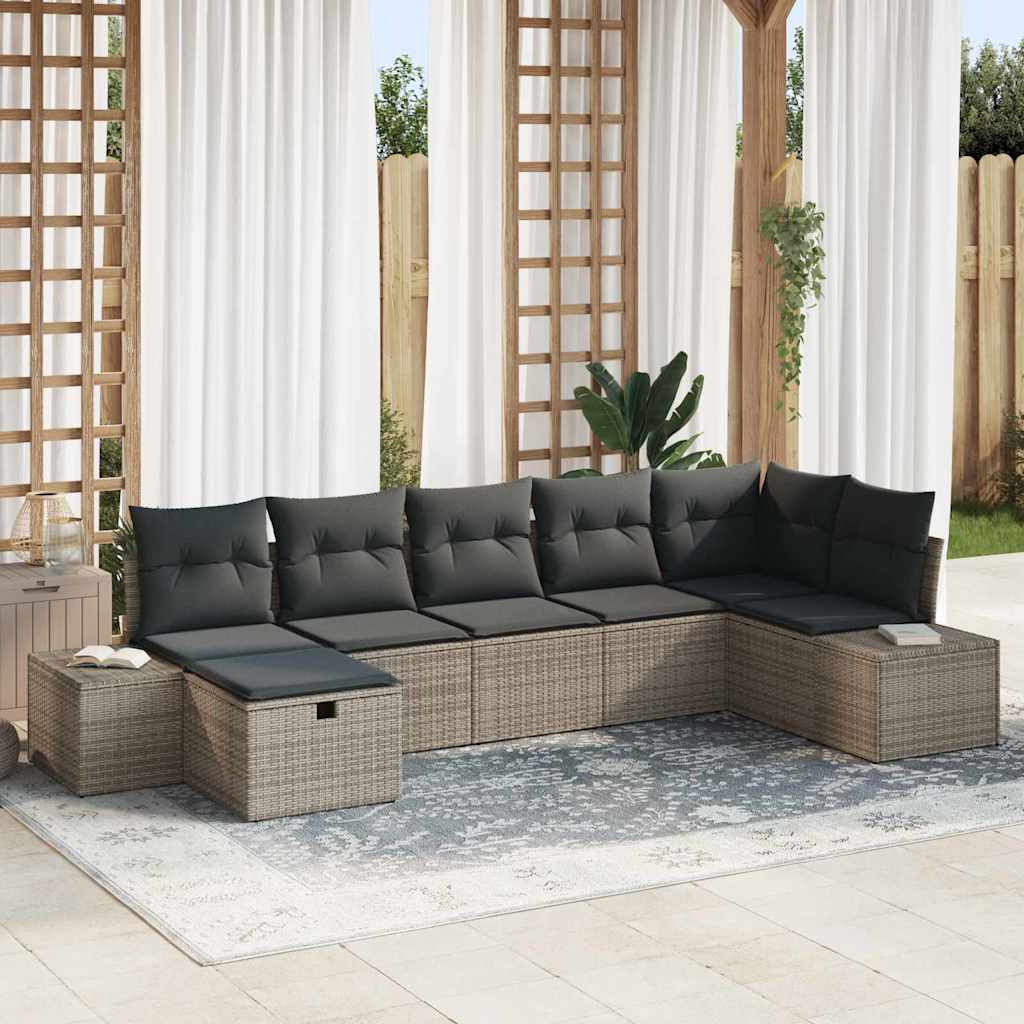 Havesofa Sæt 7 stk. Grå polyrattan