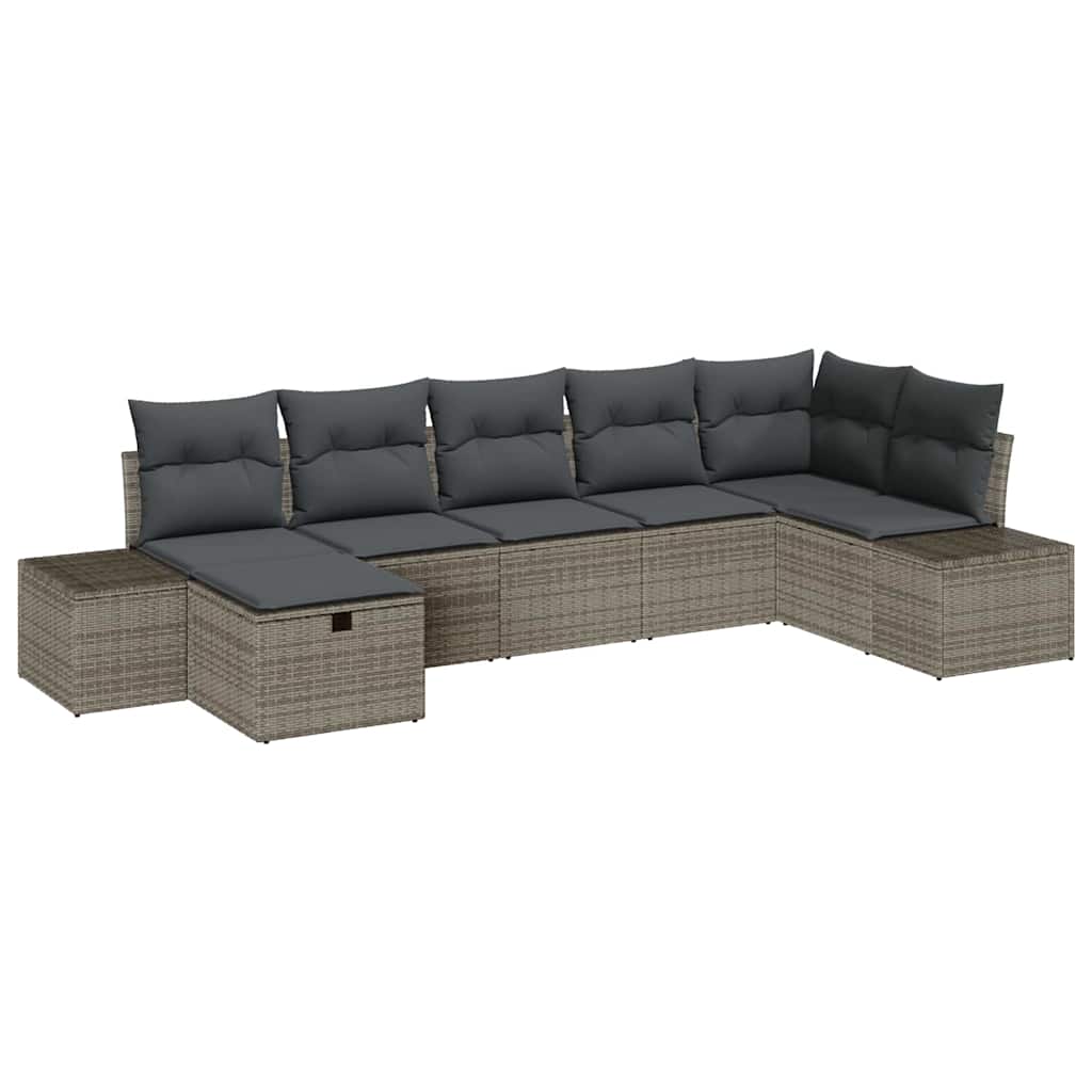 Havesofa Sæt 7 stk. Grå polyrattan