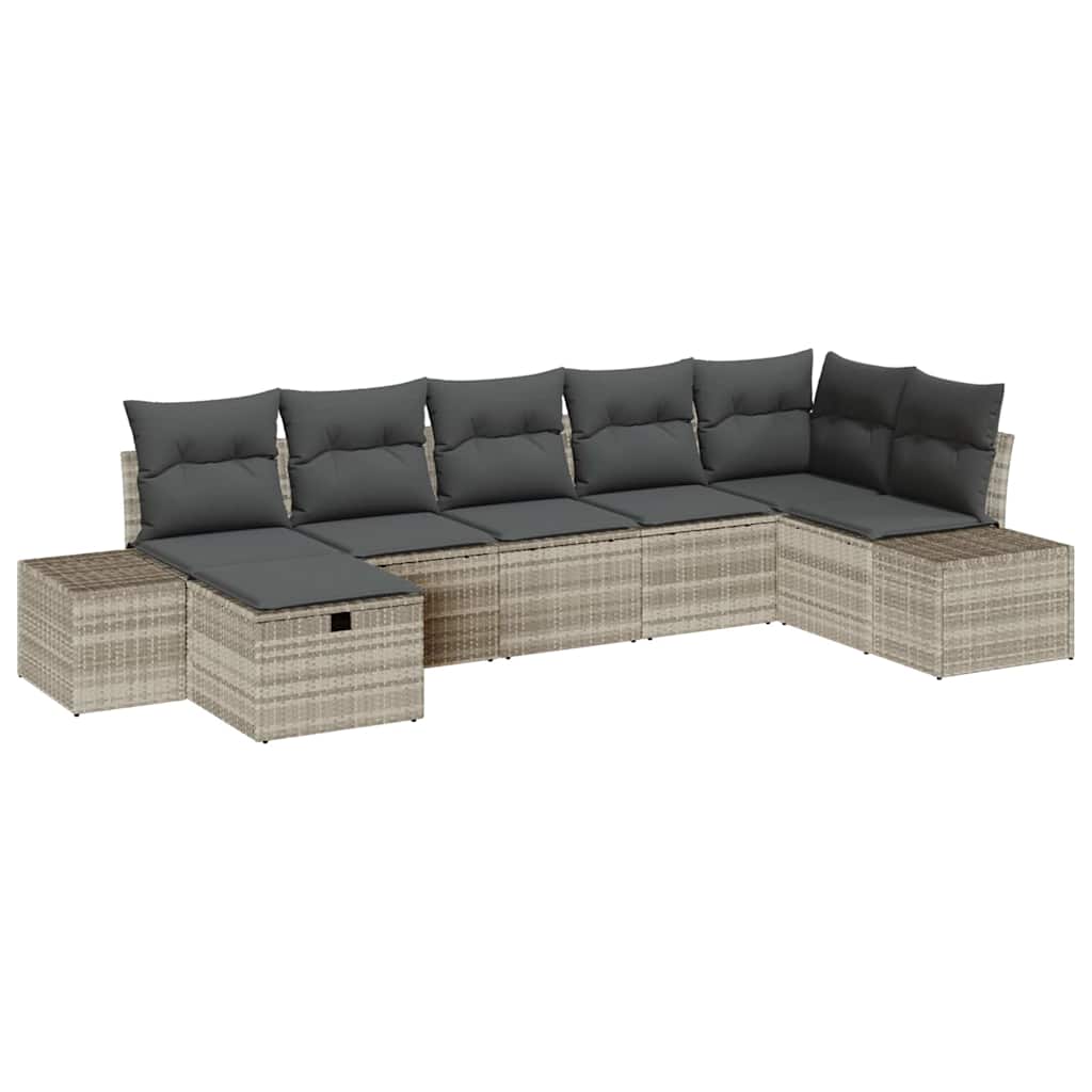 Havesofa Sæt 7 stk. Lysegrå polyrattan