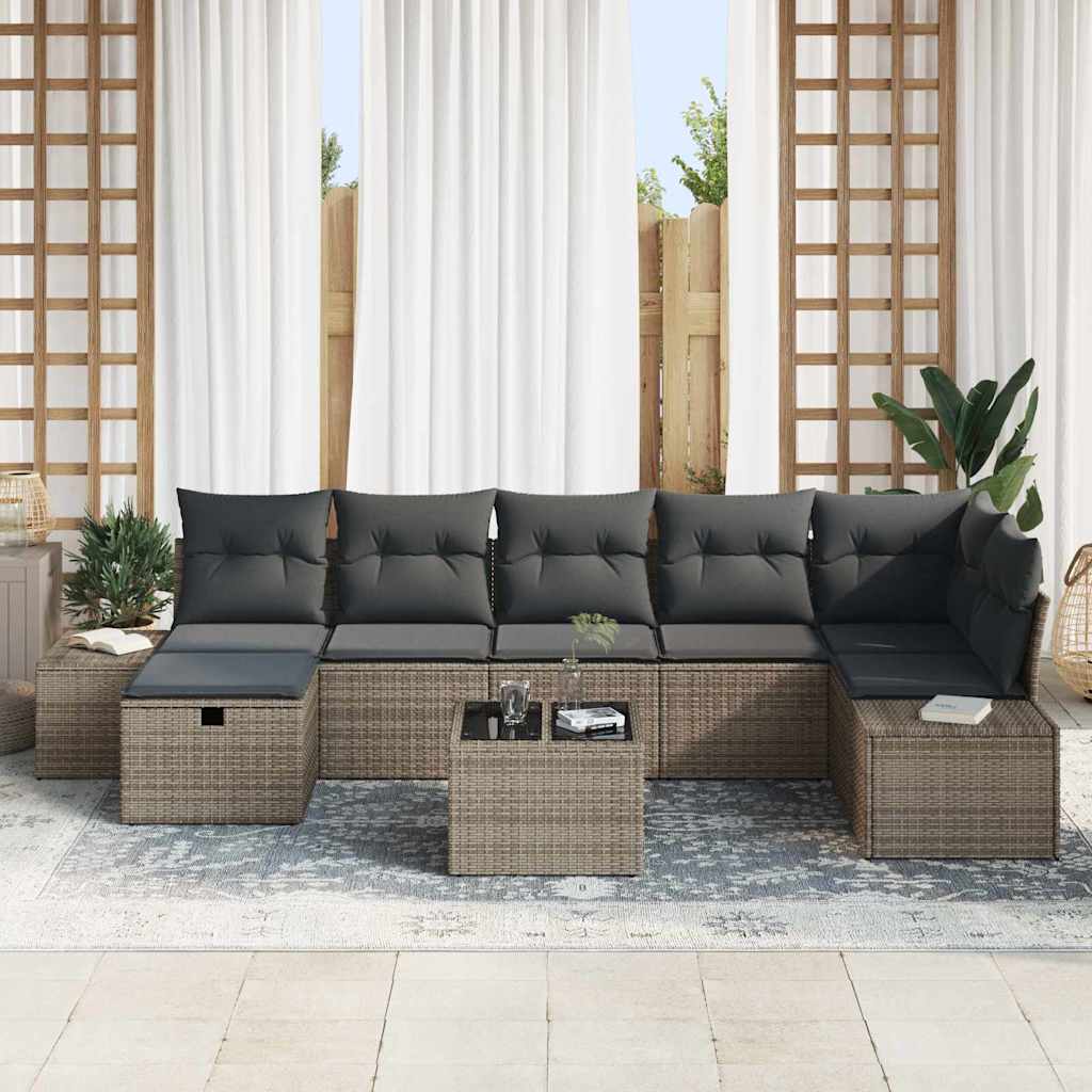 Havesofa Sæt 8 stk. Grå polyrattan