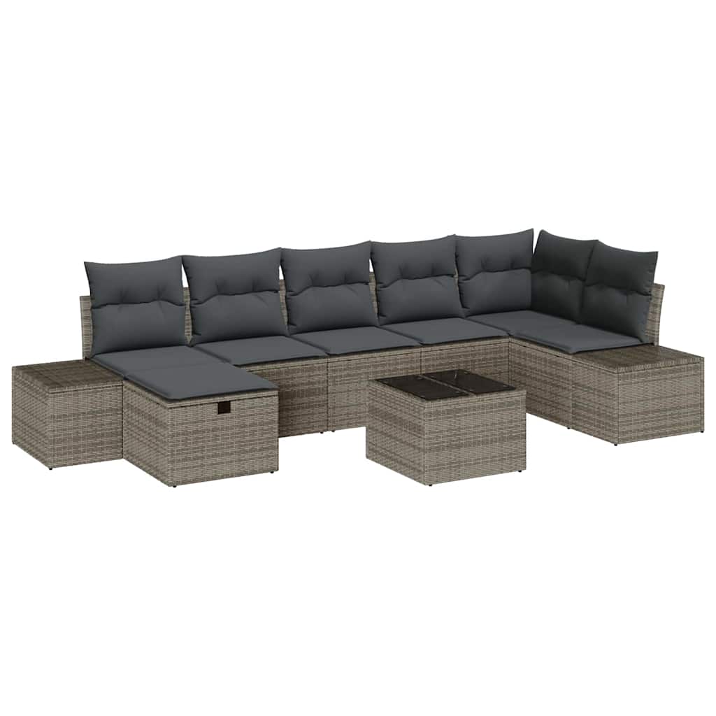 Havesofa Sæt 8 stk. Grå polyrattan