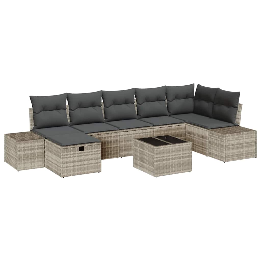 Havesofa Sæt 8 stk. Lysegrå polyrattan