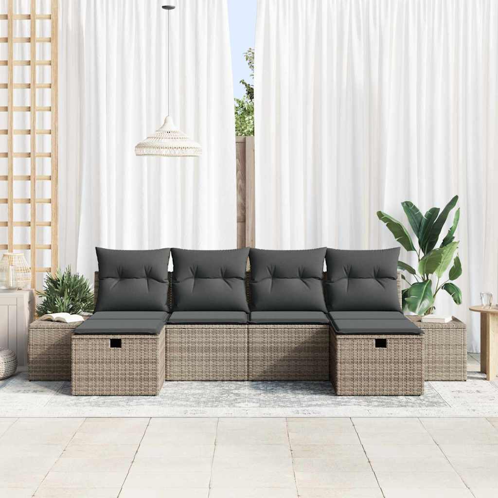 Havesofa Sæt 6 stk. Grå polyrattan