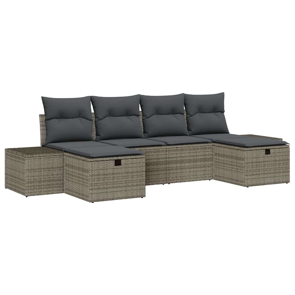 Havesofa Sæt 6 stk. Grå polyrattan