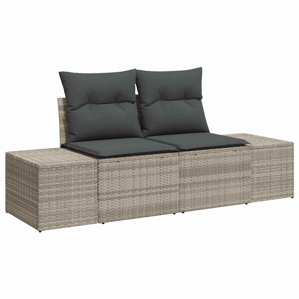 Havesofa Sæt 8 stk. Lysegrå polyrattan