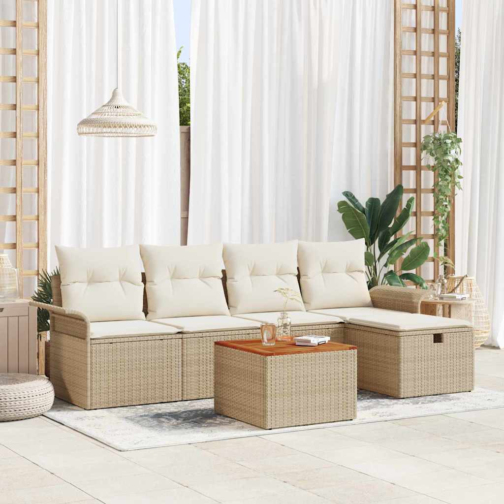 Havesofa Sæt 6 stk. Beige polyrattan