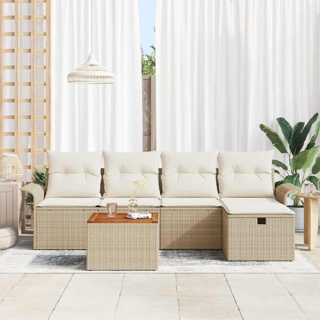 Havesofa Sæt 6 stk. Beige polyrattan