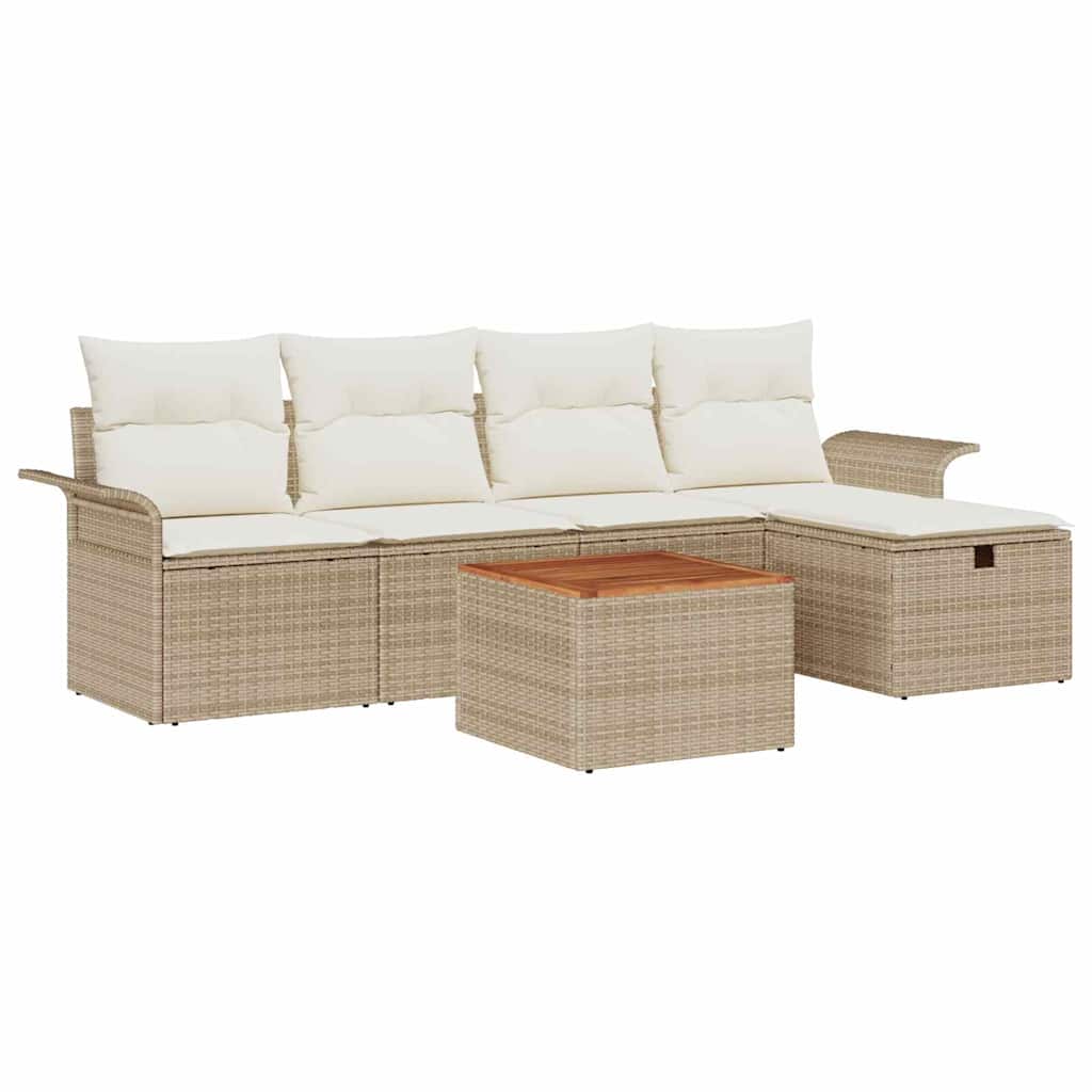 Havesofa Sæt 6 stk. Beige polyrattan