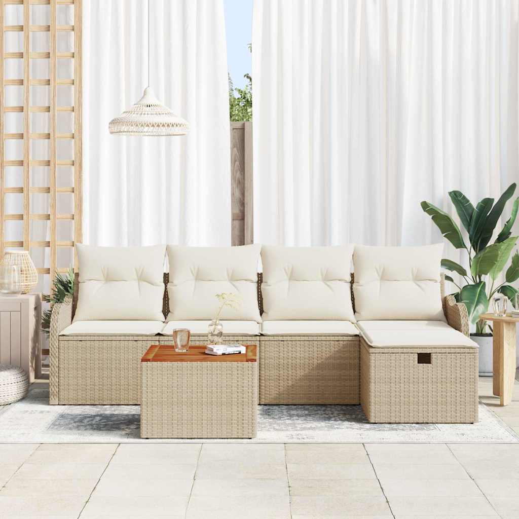 Havesofa Sæt 6 stk. Beige polyrattan