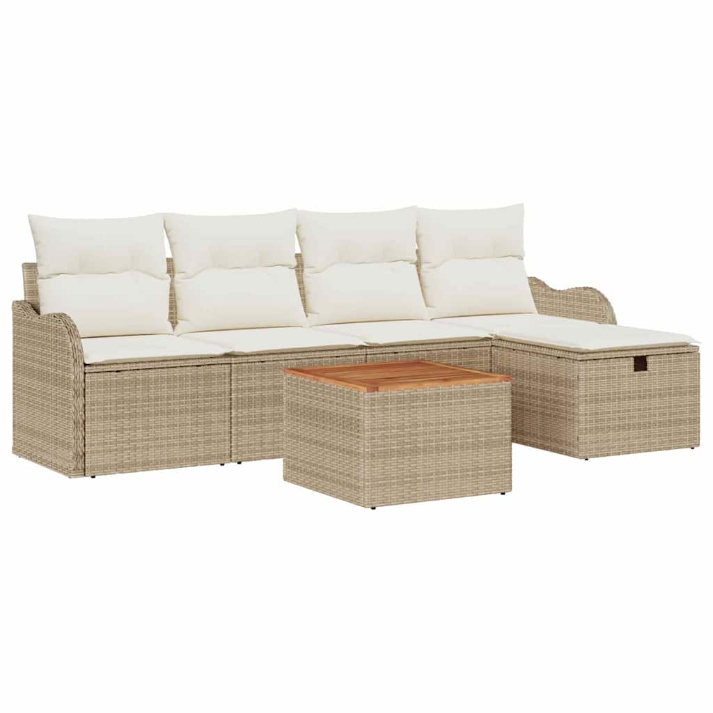 Havesofa Sæt 6 stk. Beige polyrattan