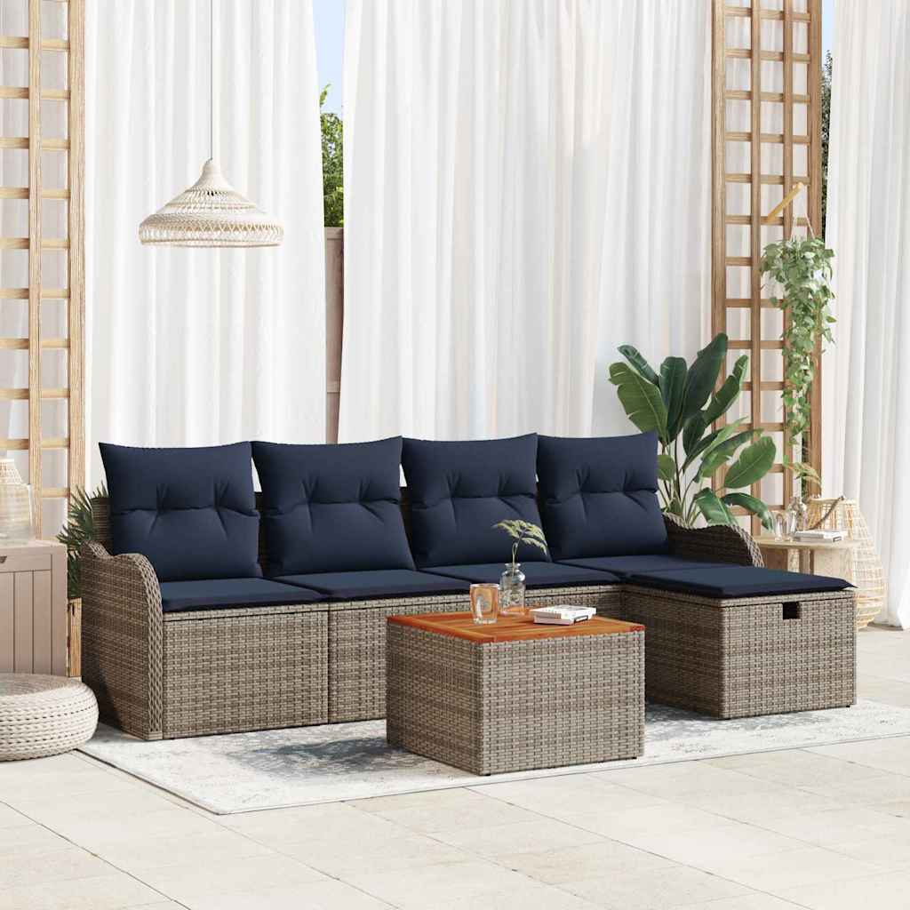 Havesofa Sæt 6 stk. Grå polyrattan