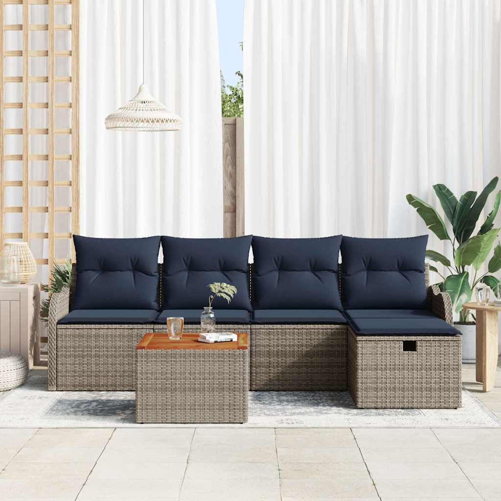 Havesofa Sæt 6 stk. Grå polyrattan