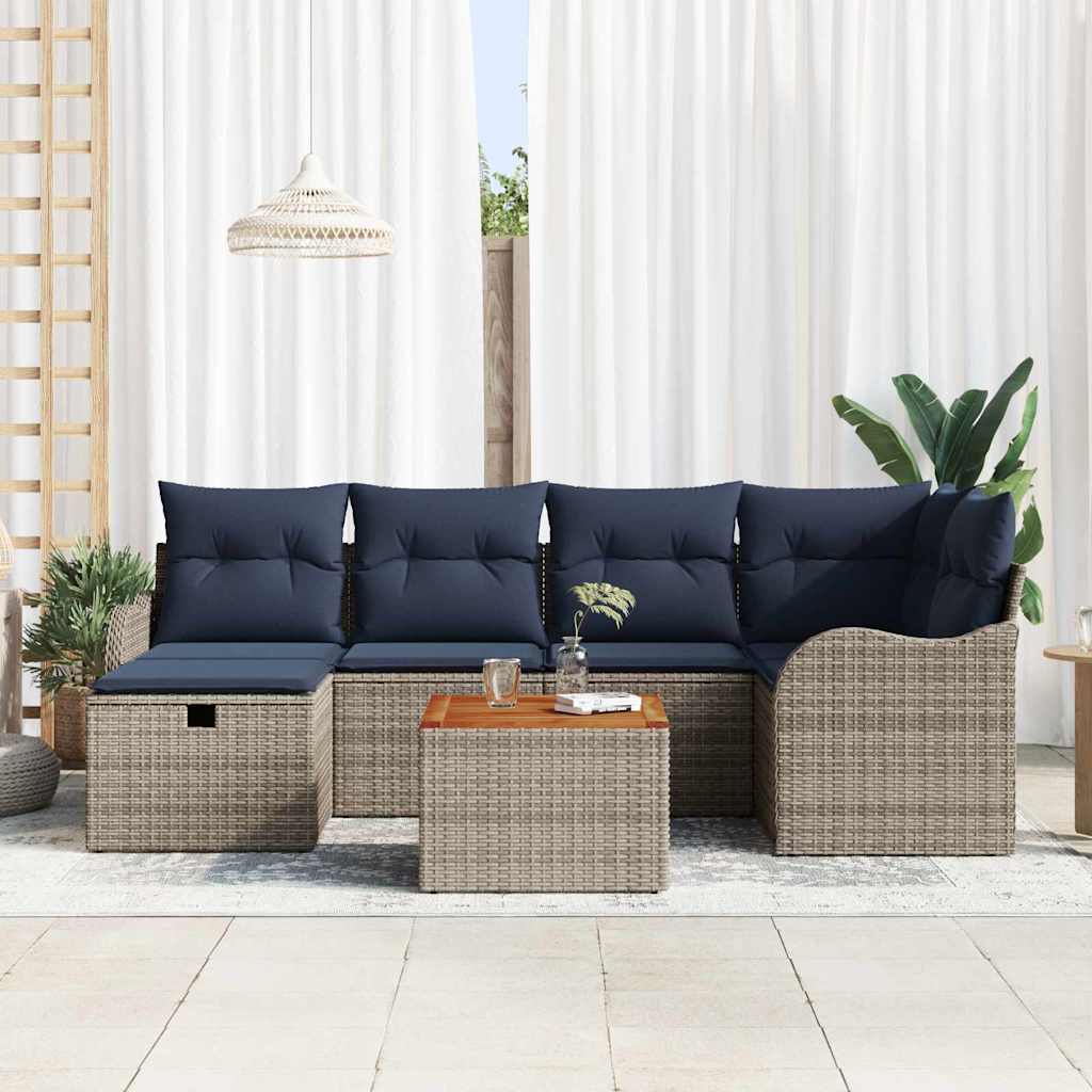 Havesofa Sæt 7 stk. Grå polyrattan