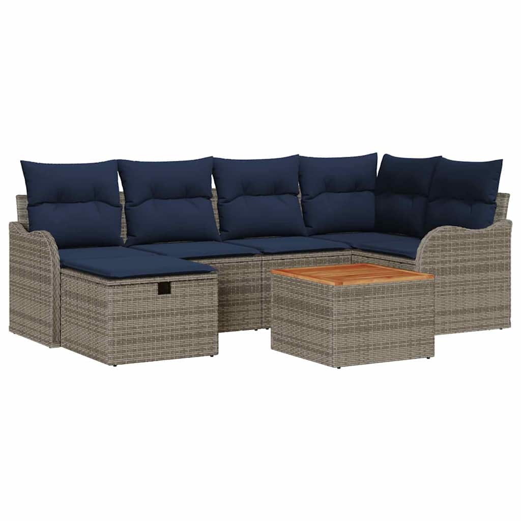 Havesofa Sæt 7 stk. Grå polyrattan