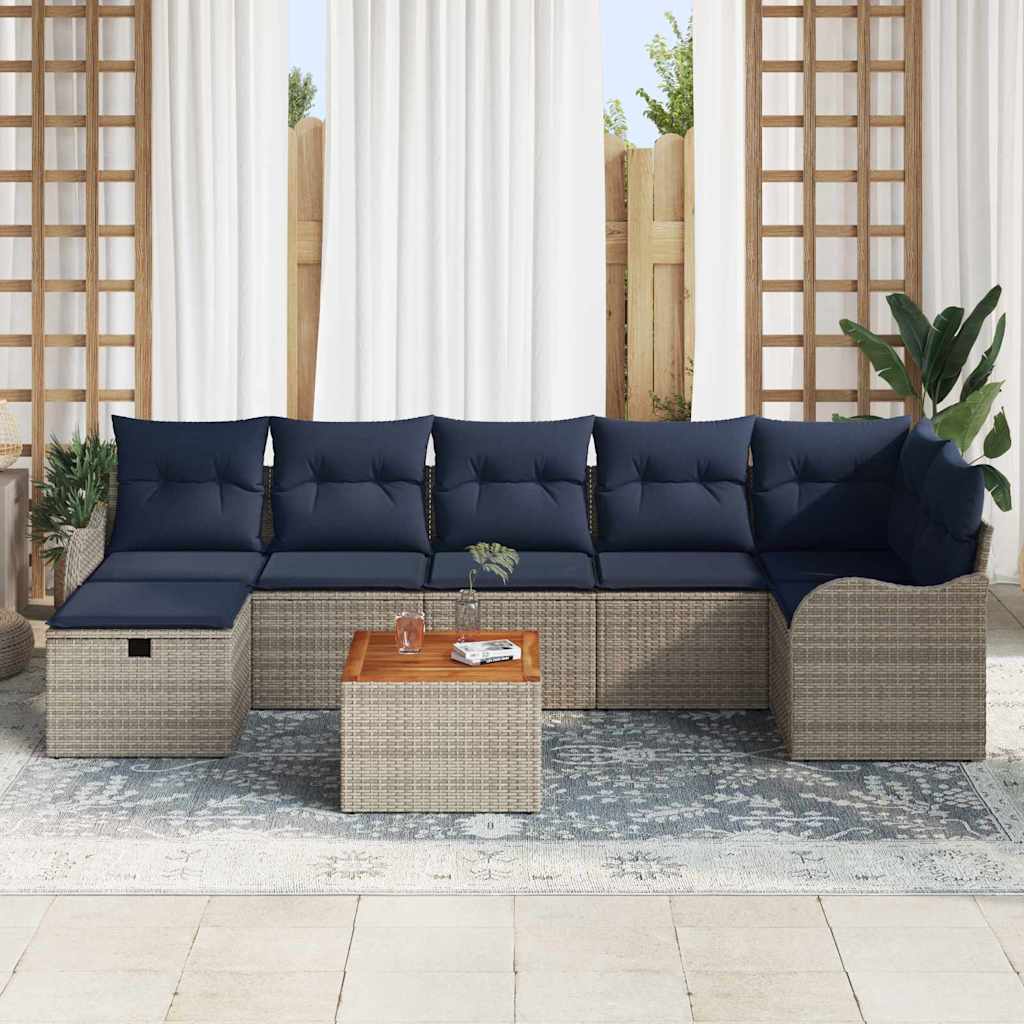 Havesofa Sæt 8 stk. Grå polyrattan