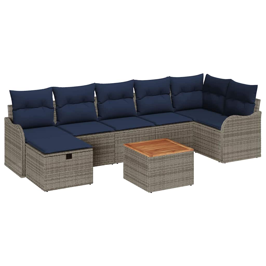 Havesofa Sæt 8 stk. Grå polyrattan