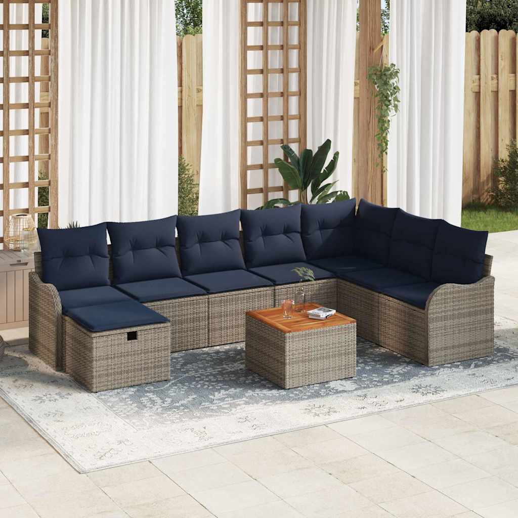Havesofa Sæt 9 stk. Grå polyrattan