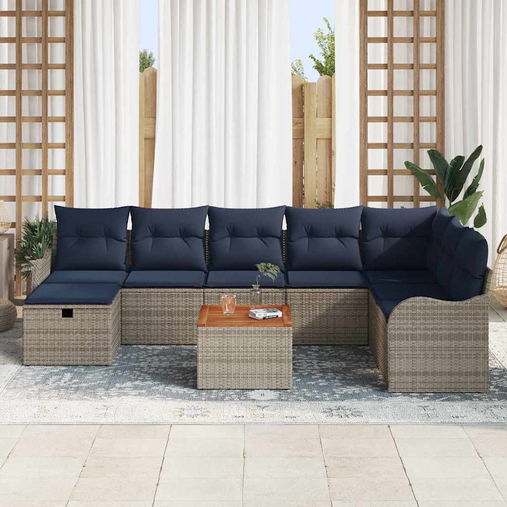 Havesofa Sæt 9 stk. Grå polyrattan