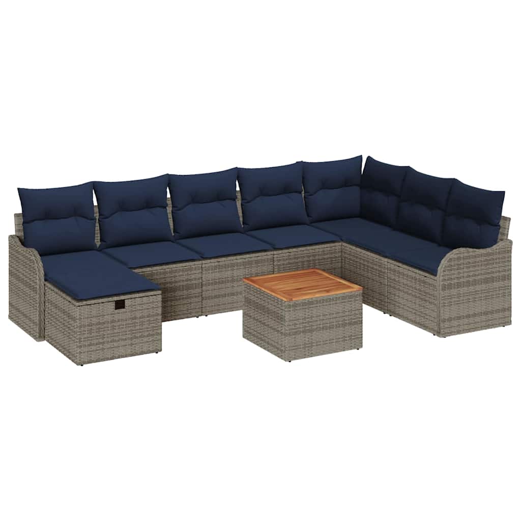 Havesofa Sæt 9 stk. Grå polyrattan