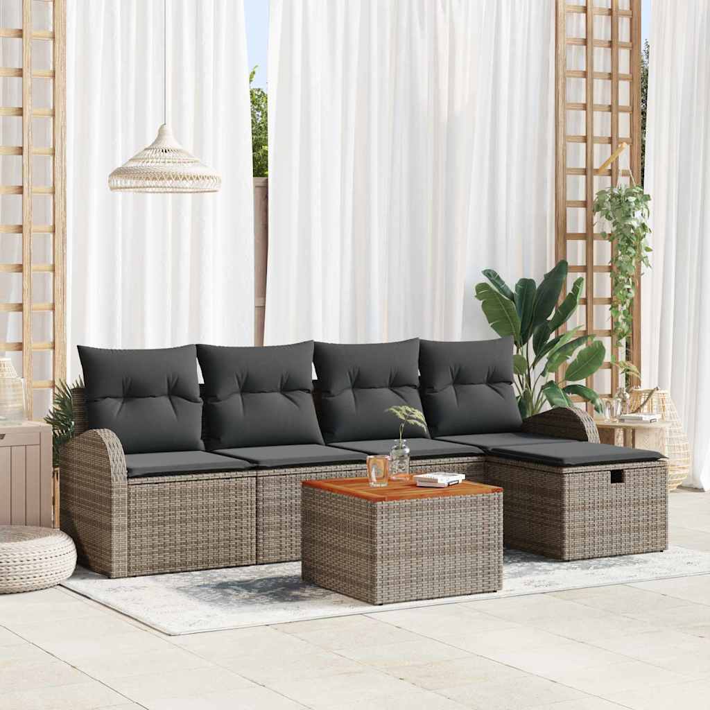 Havesofa Sæt 6 stk. Grå polyrattan