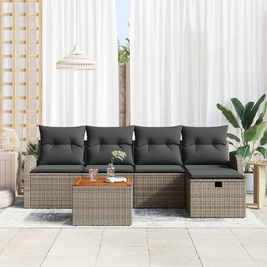 Havesofa Sæt 6 stk. Grå polyrattan
