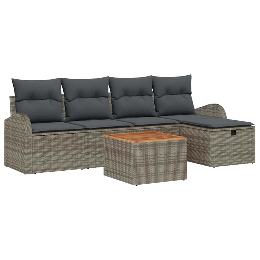Havesofa Sæt 6 stk. Grå polyrattan