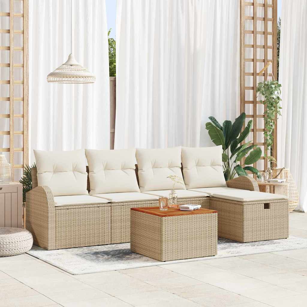 Havesofa Sæt 6 stk. Beige polyrattan
