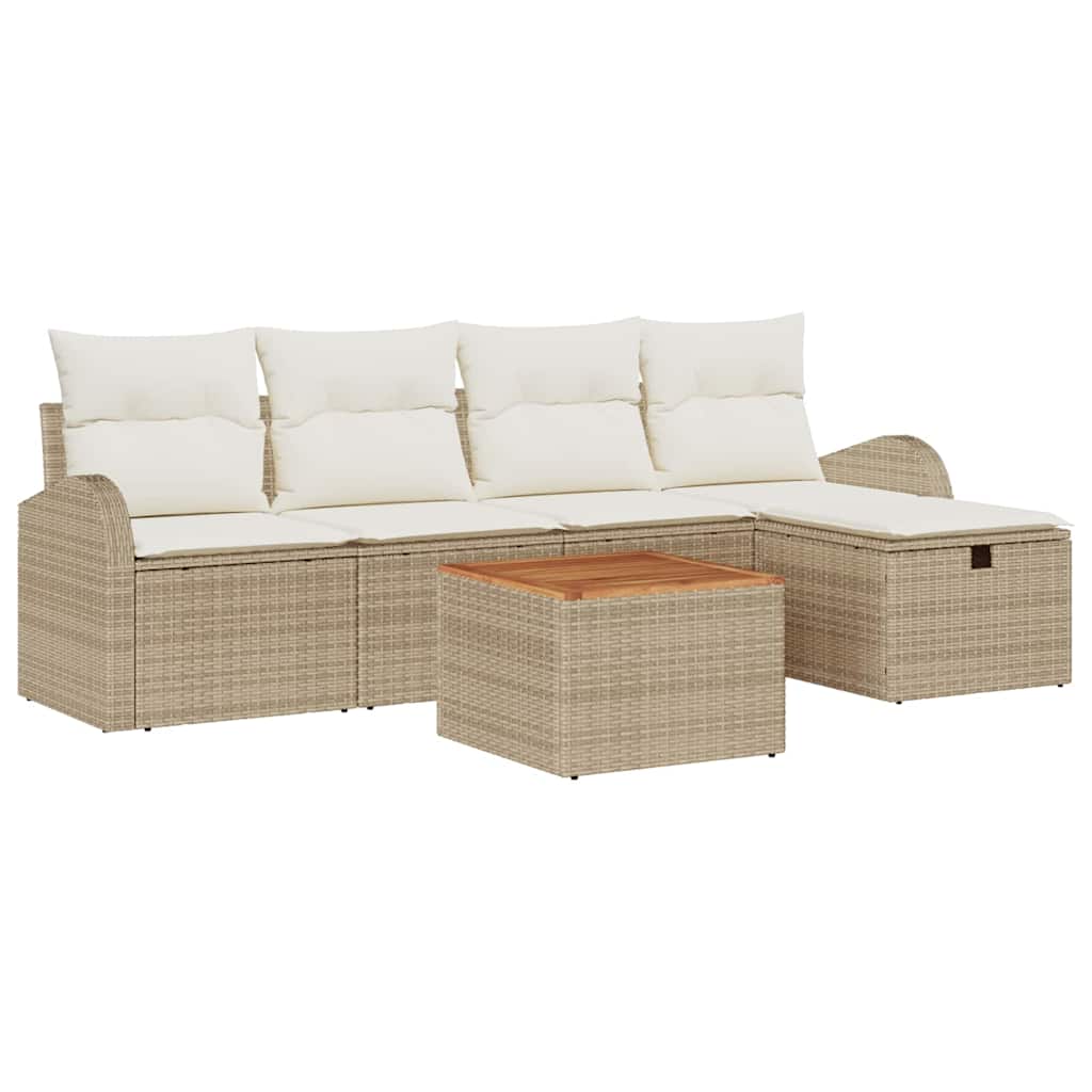 Havesofa Sæt 6 stk. Beige polyrattan