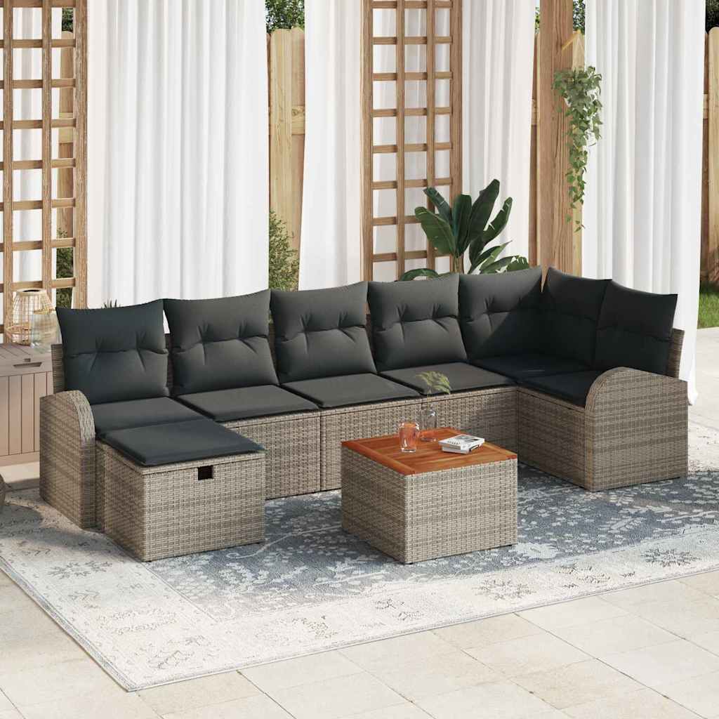 Havesofa Sæt 8 stk. Grå polyrattan