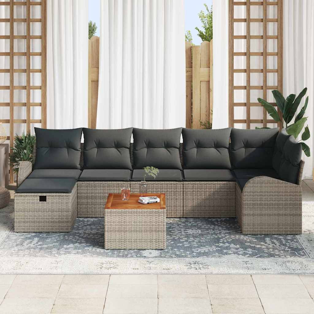 Havesofa Sæt 8 stk. Grå polyrattan