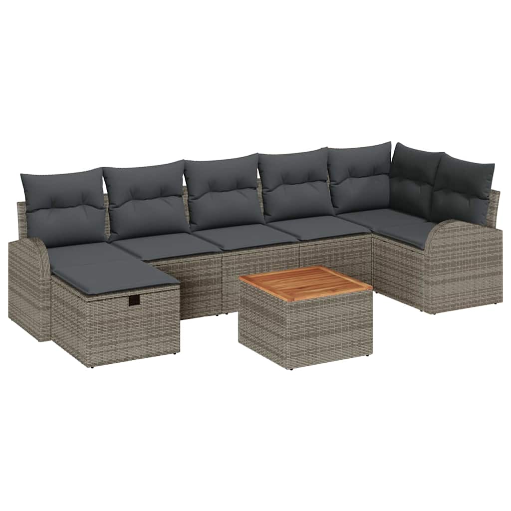 Havesofa Sæt 8 stk. Grå polyrattan