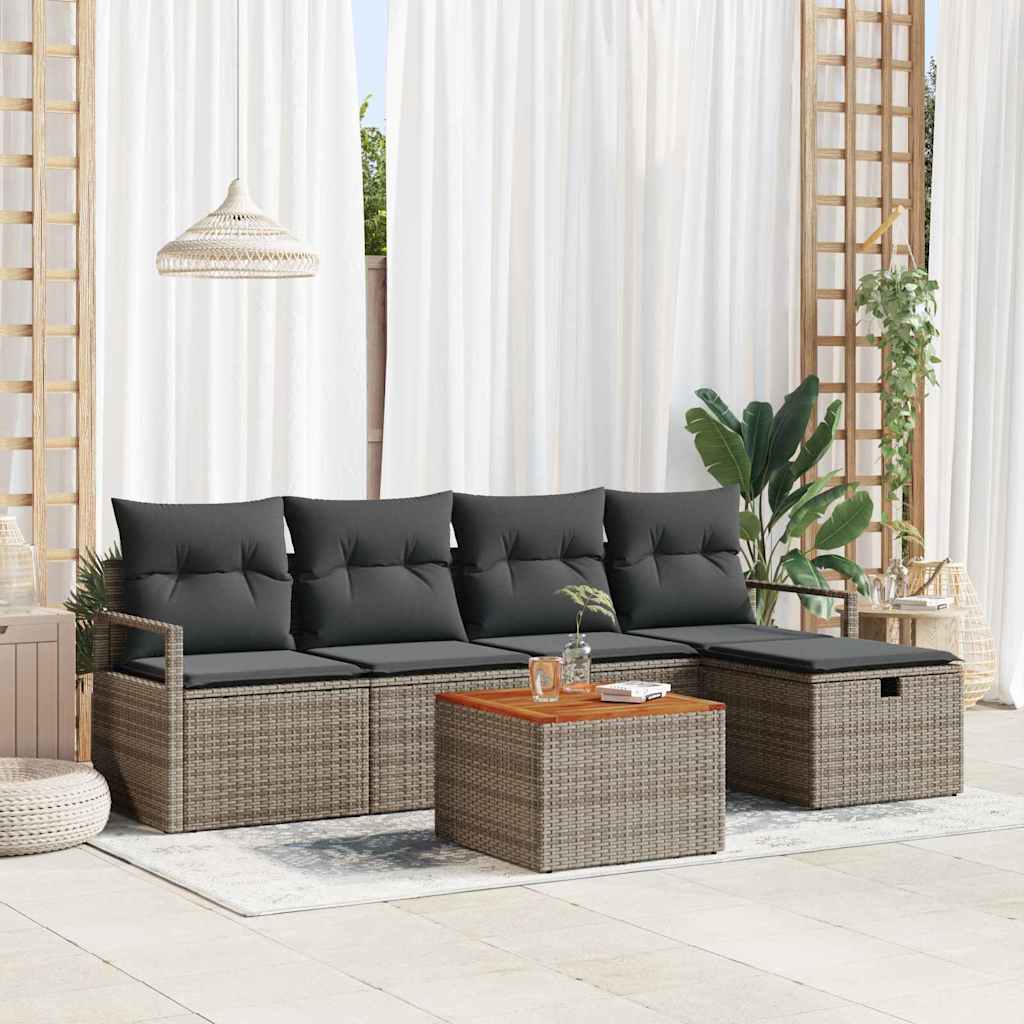 Havesofa Sæt 6 stk. Grå polyrattan