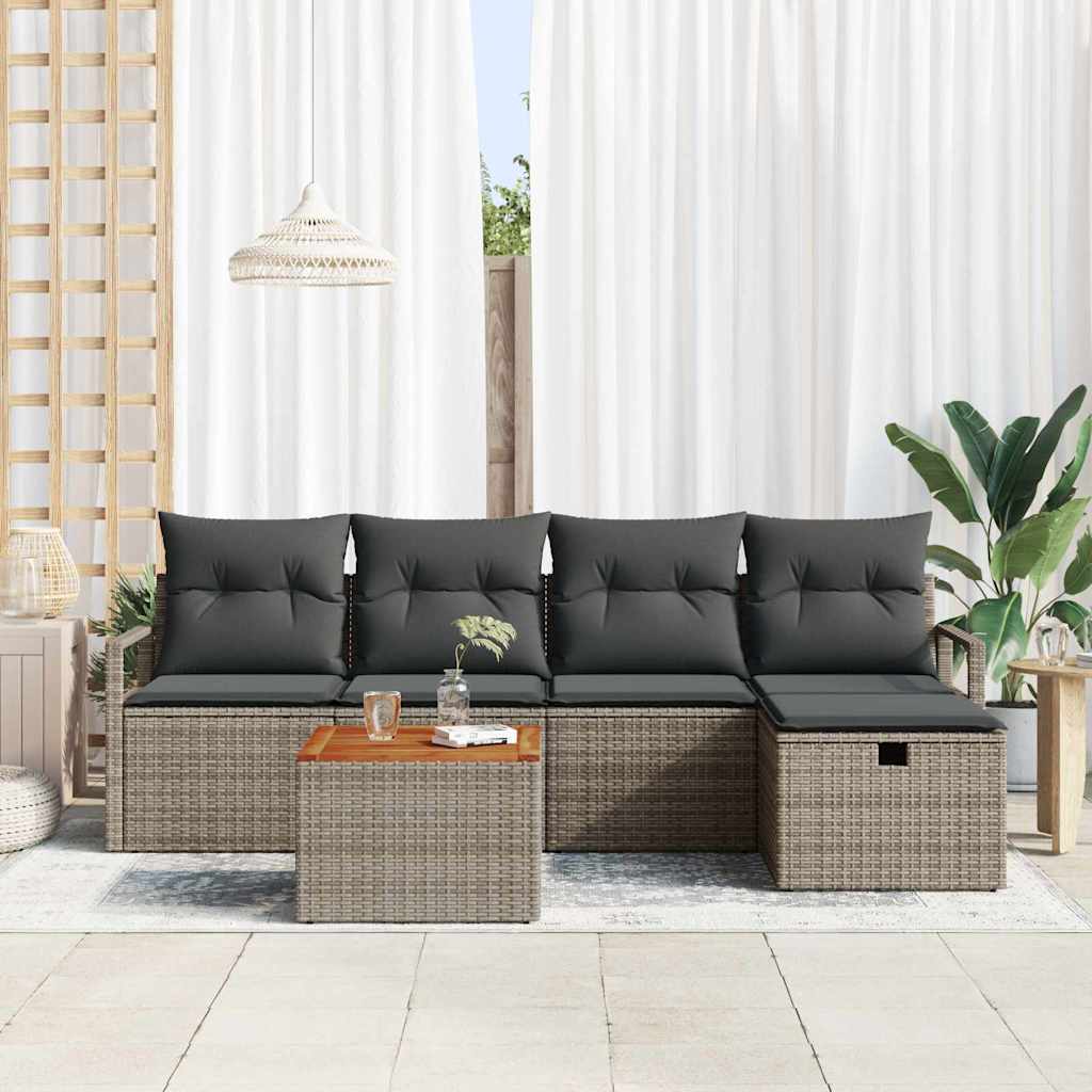 Havesofa Sæt 6 stk. Grå polyrattan
