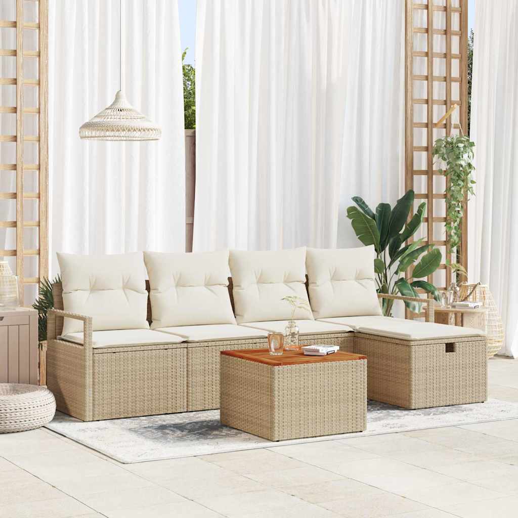 Havesofa Sæt 6 stk. Beige polyrattan
