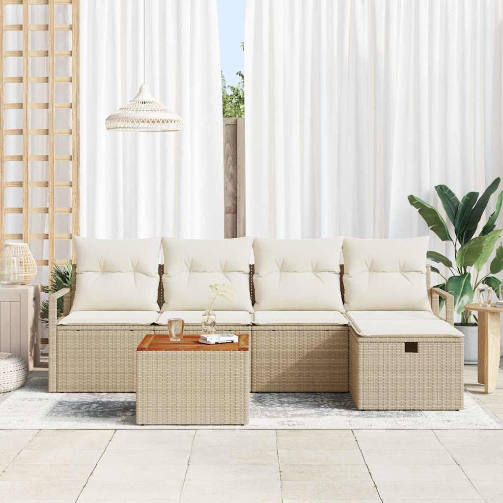 Havesofa Sæt 6 stk. Beige polyrattan