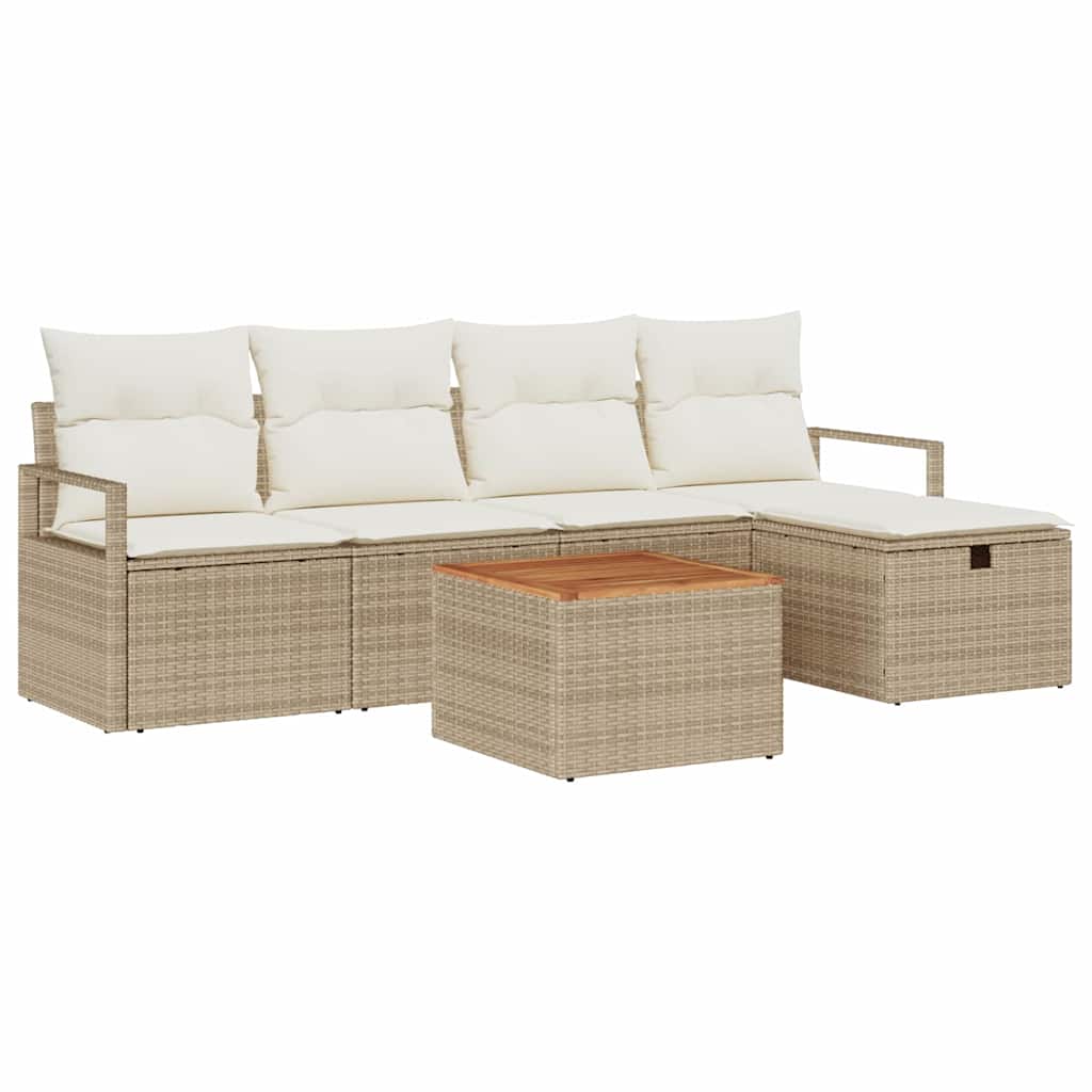 Havesofa Sæt 6 stk. Beige polyrattan