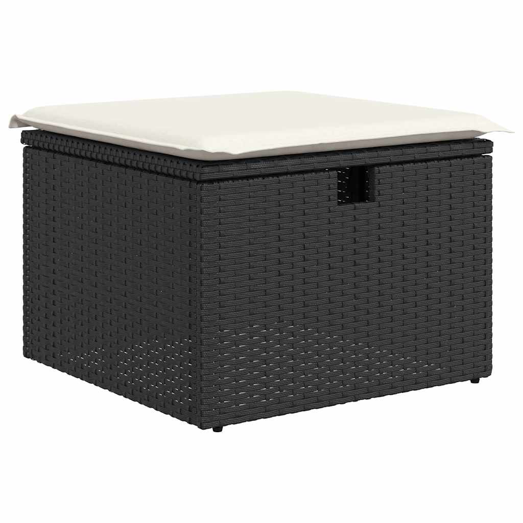 Havesofa Sæt 7 stk. Sort polyrattan