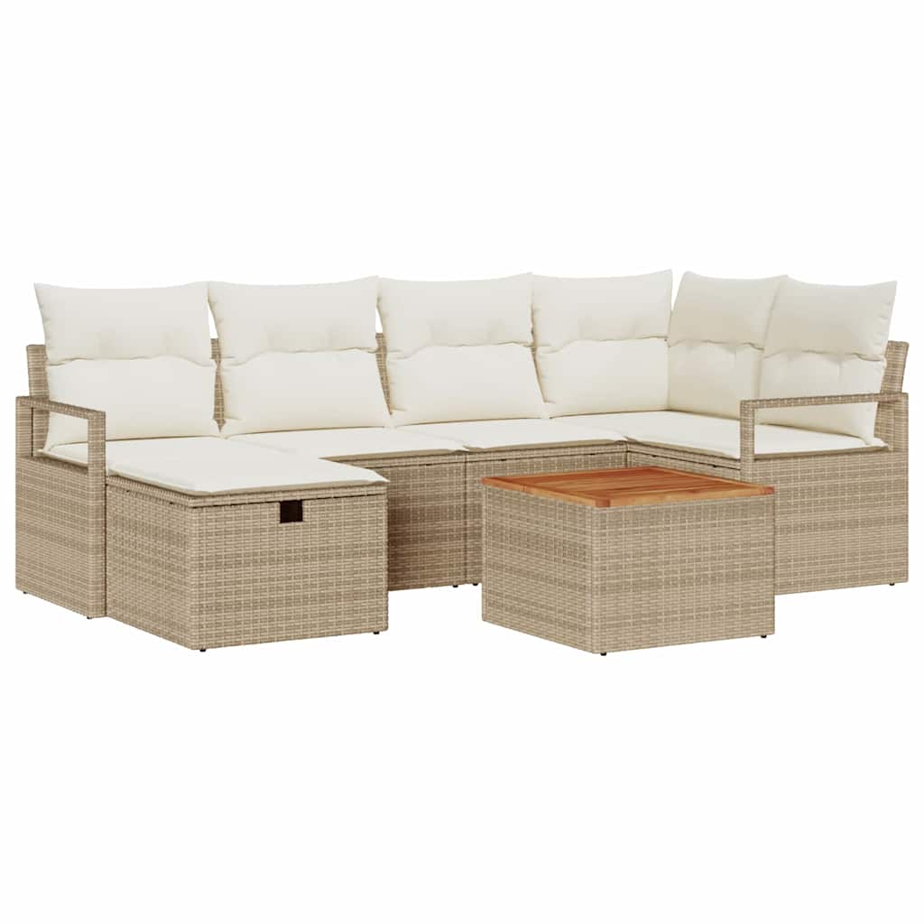 Havesofa Sæt 7 stk. Beige polyrattan