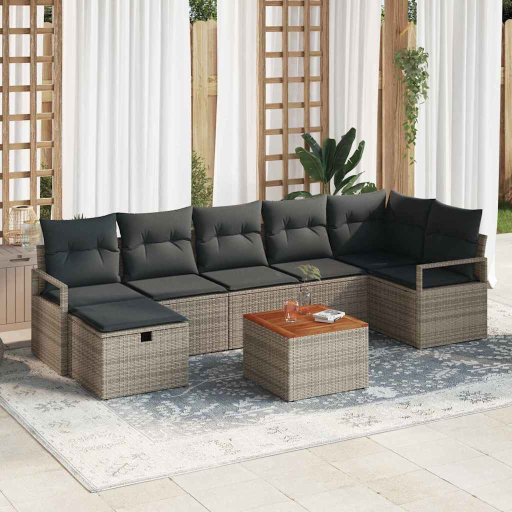 Havesofa Sæt 8 stk. Grå polyrattan