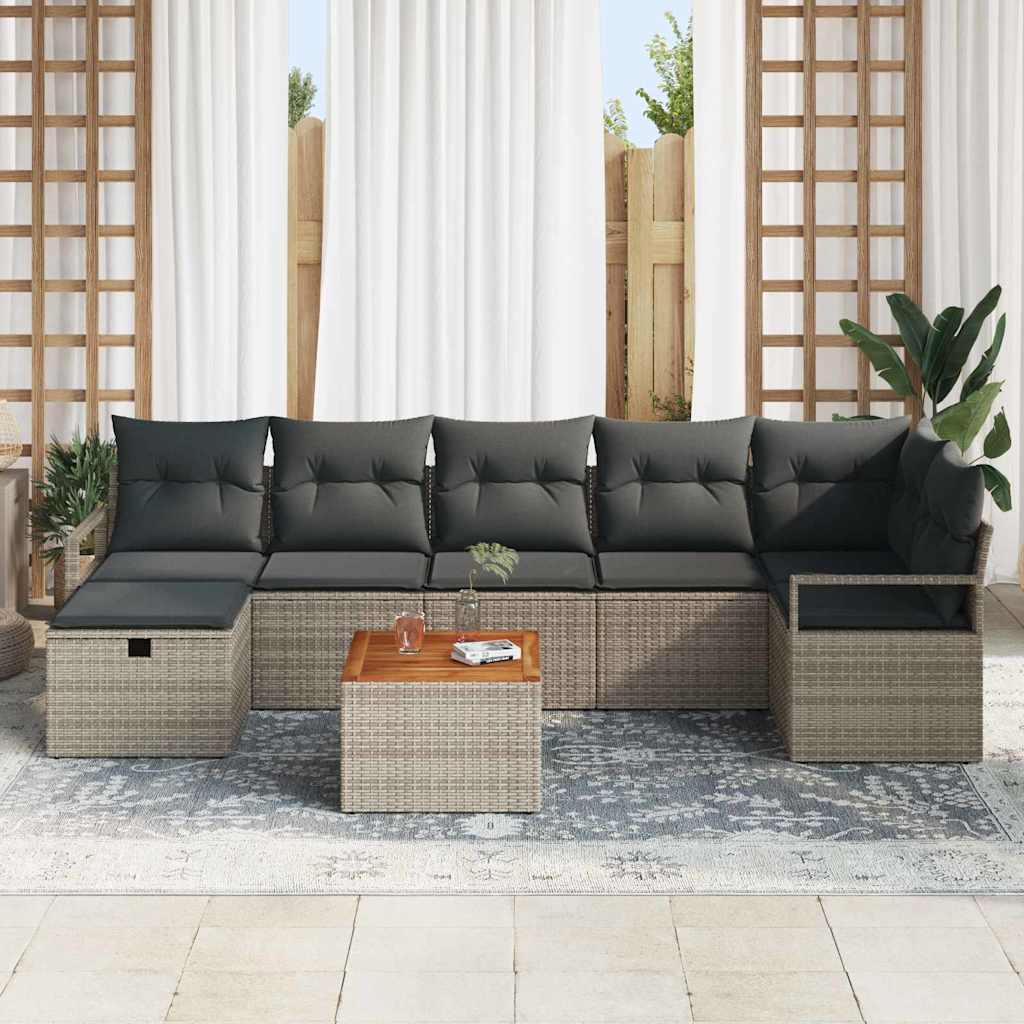Havesofa Sæt 8 stk. Grå polyrattan