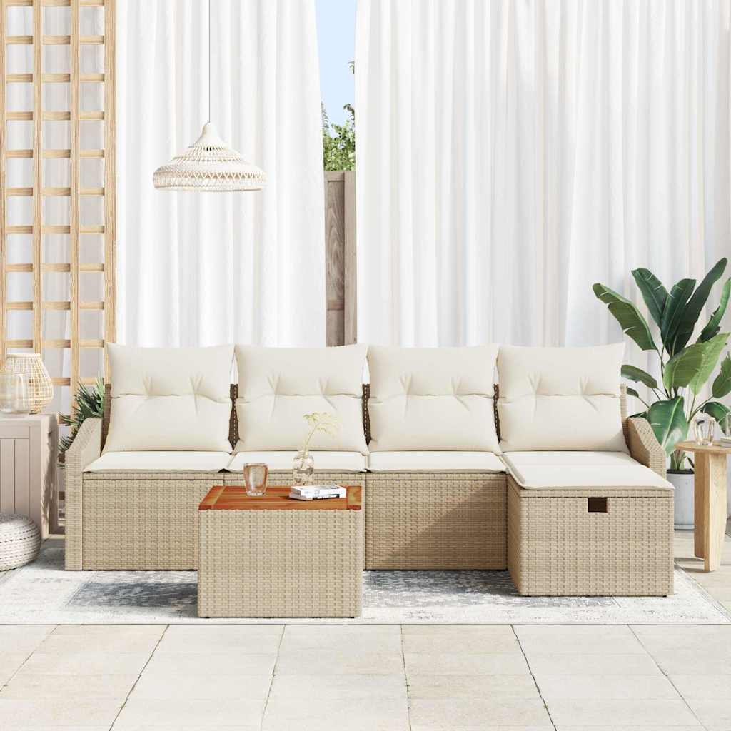 Havesofa Sæt 6 stk. Beige polyrattan