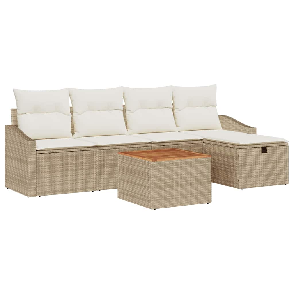 Havesofa Sæt 6 stk. Beige polyrattan