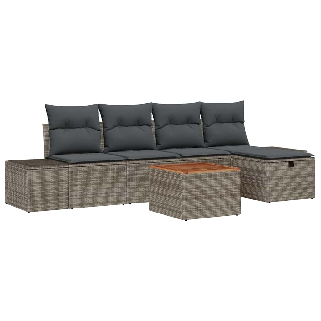 Havesofa Sæt 6 stk. Grå polyrattan