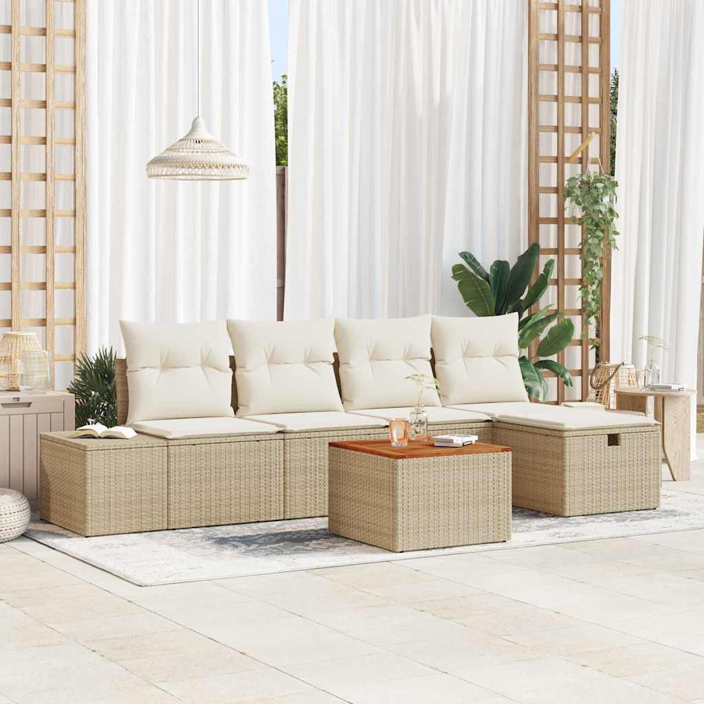 Havesofa Sæt 6 stk. Beige polyrattan