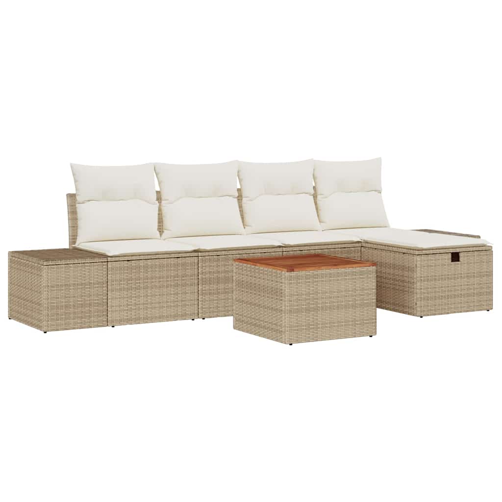 Havesofa Sæt 6 stk. Beige polyrattan