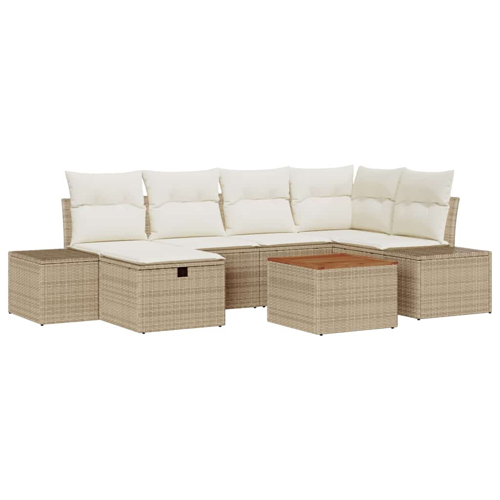 Havesofa Sæt 7 stk. Beige polyrattan