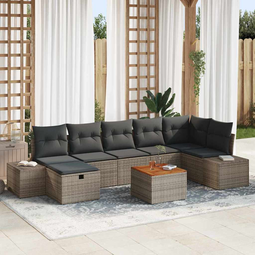 Havesofa Sæt 8 stk. Grå polyrattan